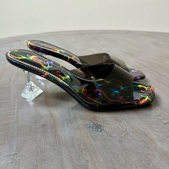 Vivianly slip on sandals with clear, acrylic heels. - Picture 1 of 6